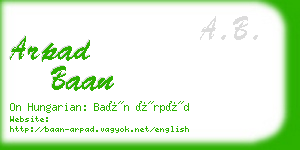 arpad baan business card